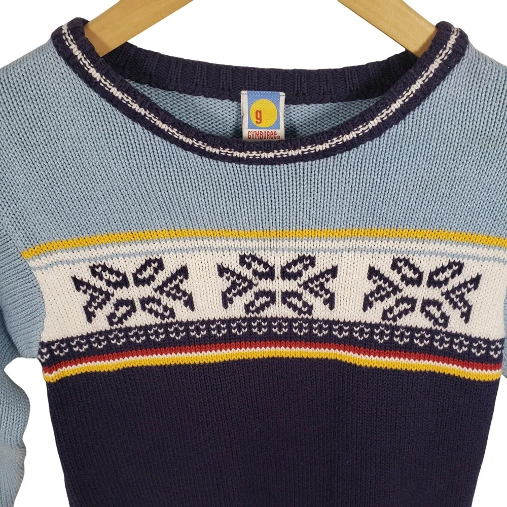 Vintage Gymboree Boys Sweater Kids Blue‎ Snowflake Knit 5 Christmas